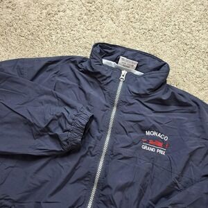 US BASIC Jacket Mens 2XL Blue Windbreaker Lined Full Zip Monaco Grand‎ Prix XXL